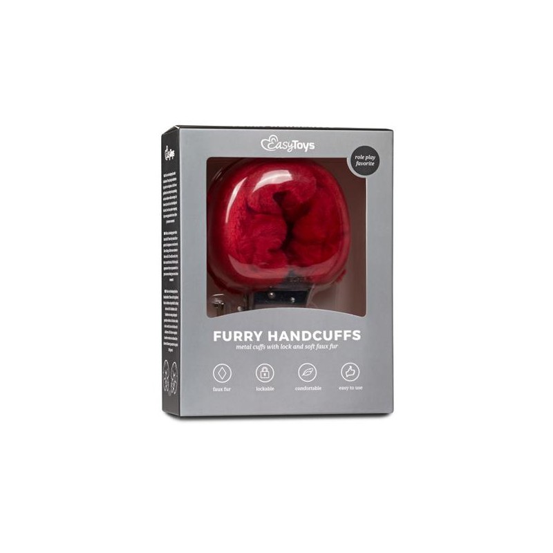 Kajdanki-furry handcuffs - red